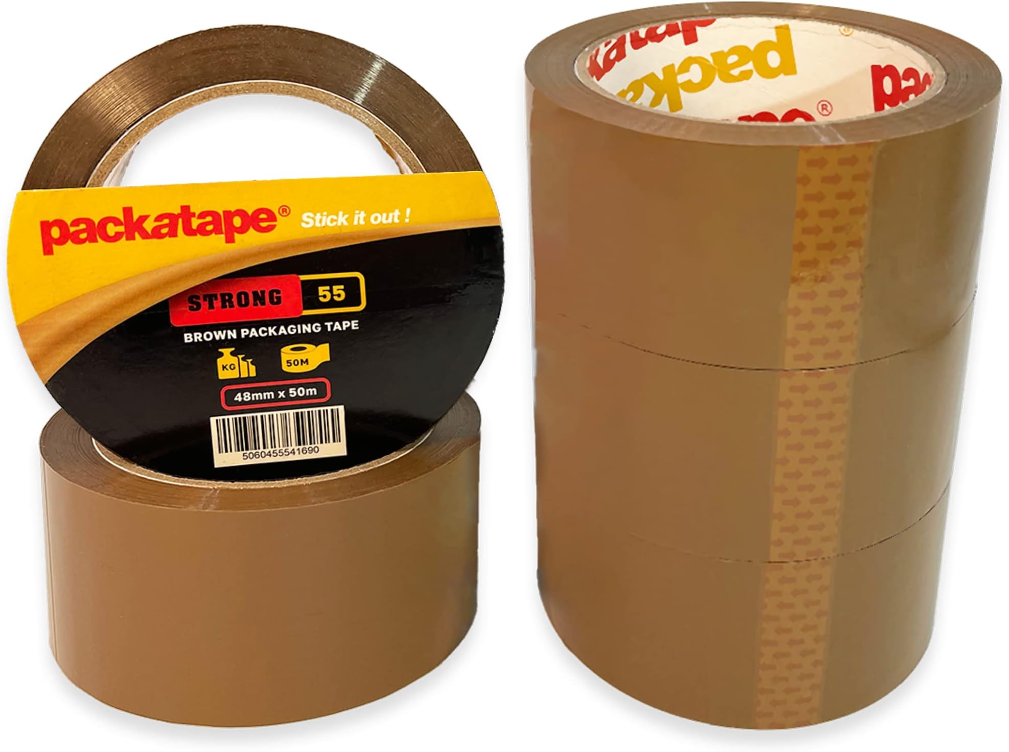PackatapePacking Tape Strong 5 Rolls Brown Packaging Tape 48mm x 50m Ideal for Parcel, Packing, Packaging, Storage Cardboard Boxes