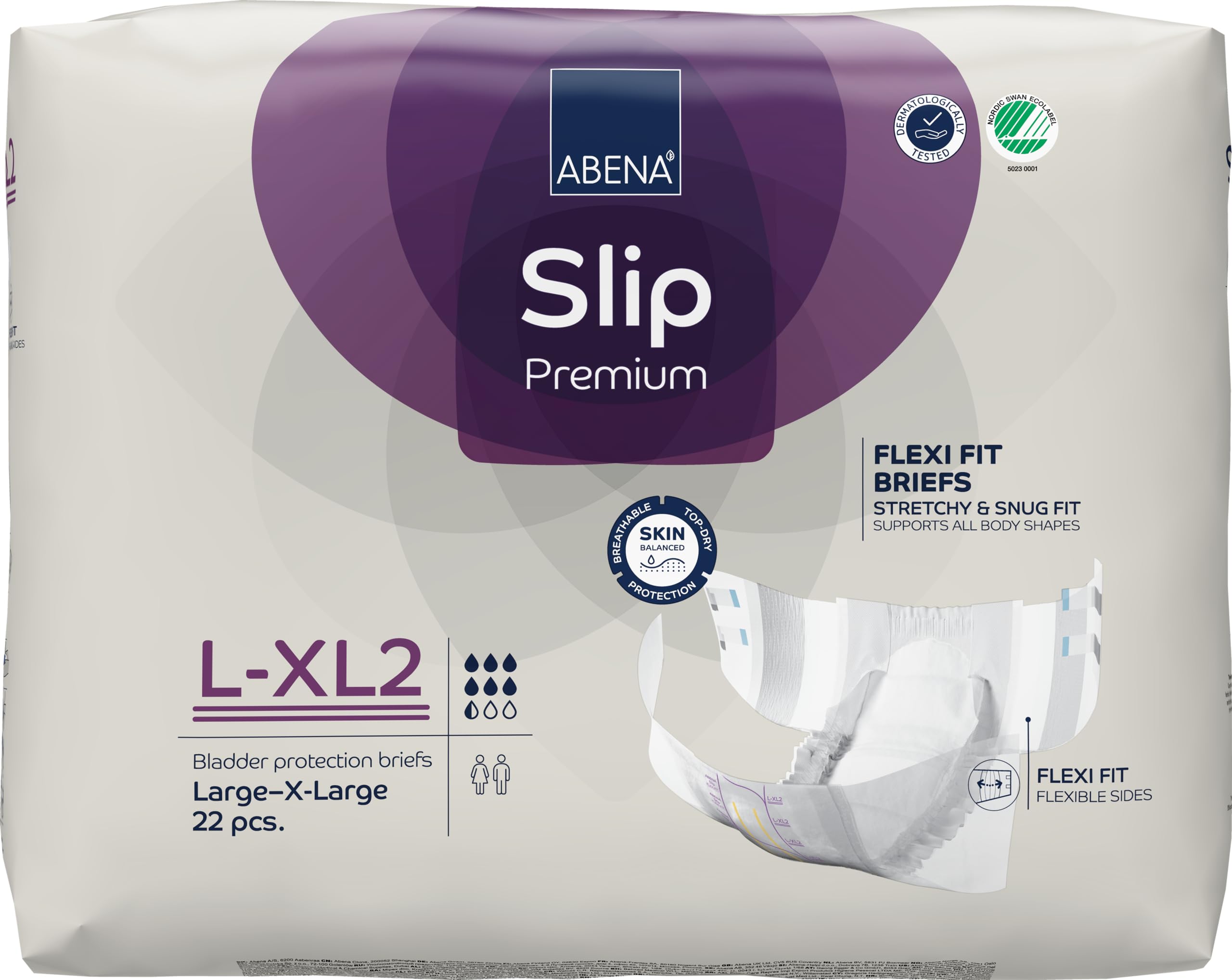 Abena Slip Flexi-Fit Premium Incontinence Briefs, Level 2, (Medium to Extra Large), Large/Extra Large, 88 Count