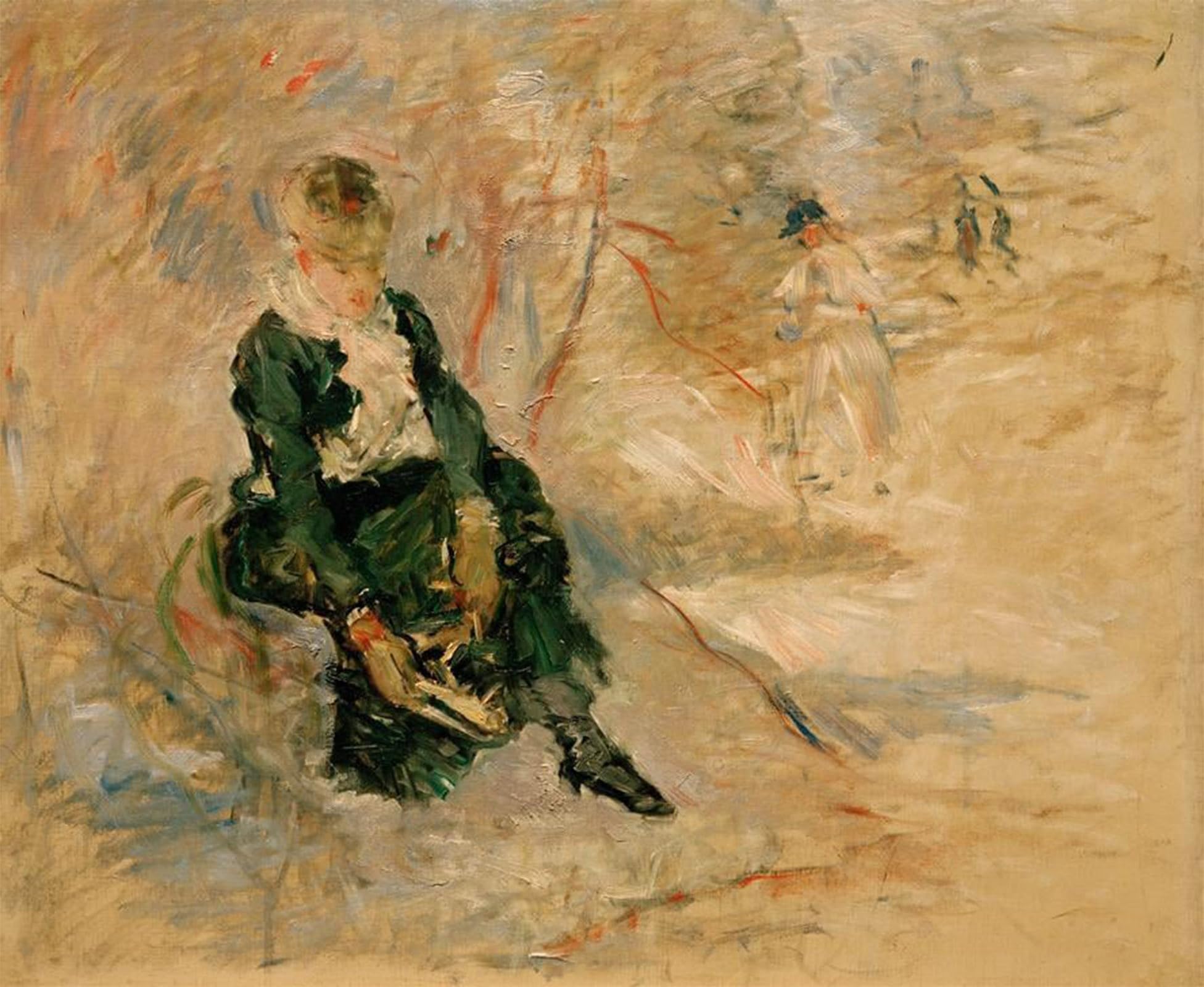 Artxlxxbn No Frame Famous Painting Canvas Artwork Graffiti Print Jeune Femme Remettant Son Patin By Berthe Morisot Portrait Canvas Image For Home Decor 60X90cm