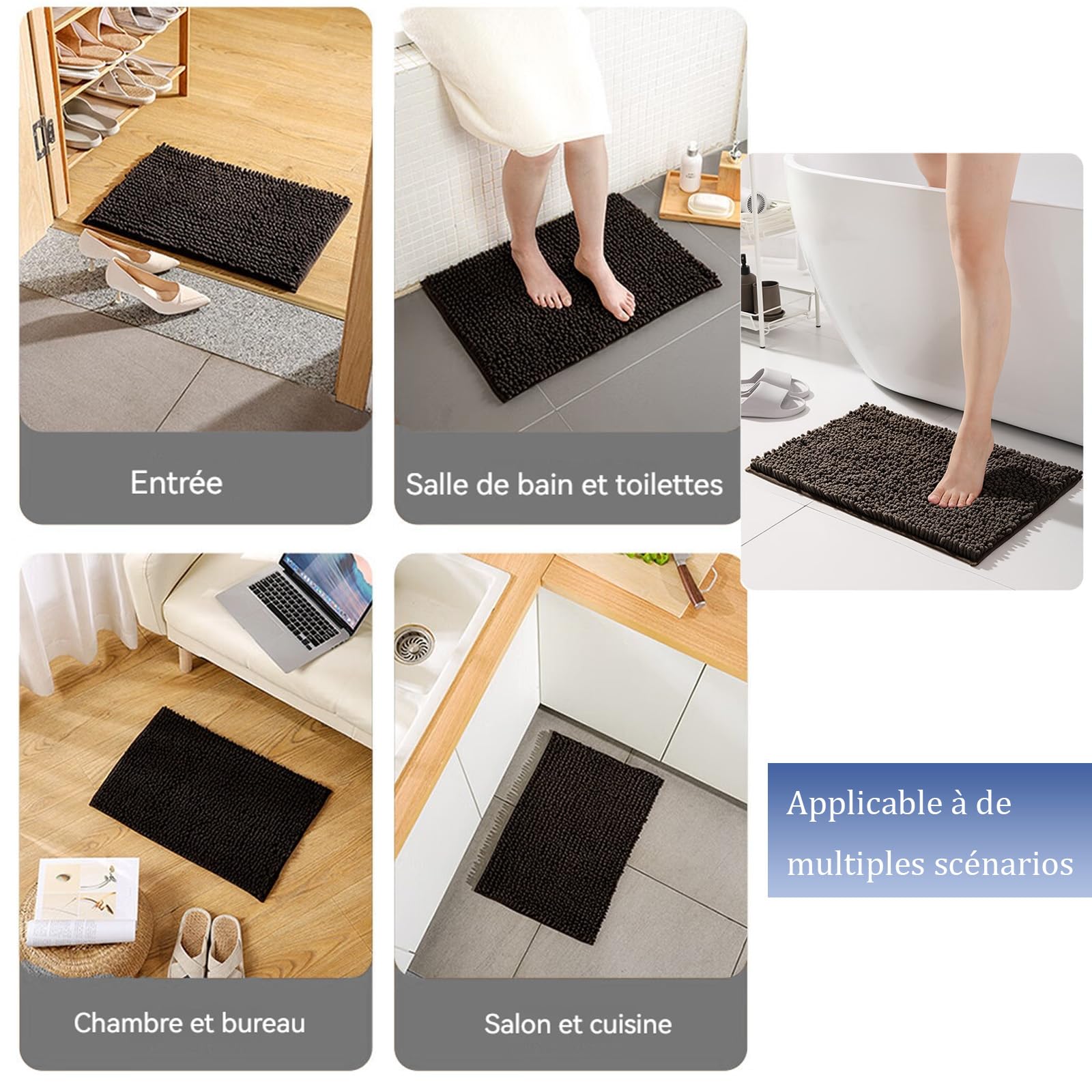 Tapis Petitepapatte, Petitepapatte Tapis Cleanpattoune Ultra-Absorbant, Lavable, antidérapant et Anti-salissures, Tissu Doux, pour Pattes et Chaussures boueuses et humides (#H,70x140 cm)