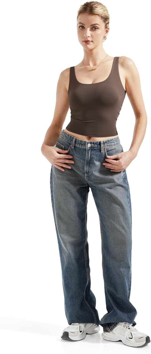 SUUKSESS Women Scoop Neck Tank Top Summer Sleeveless Going Out Double Lined Basic Tops - Image 5