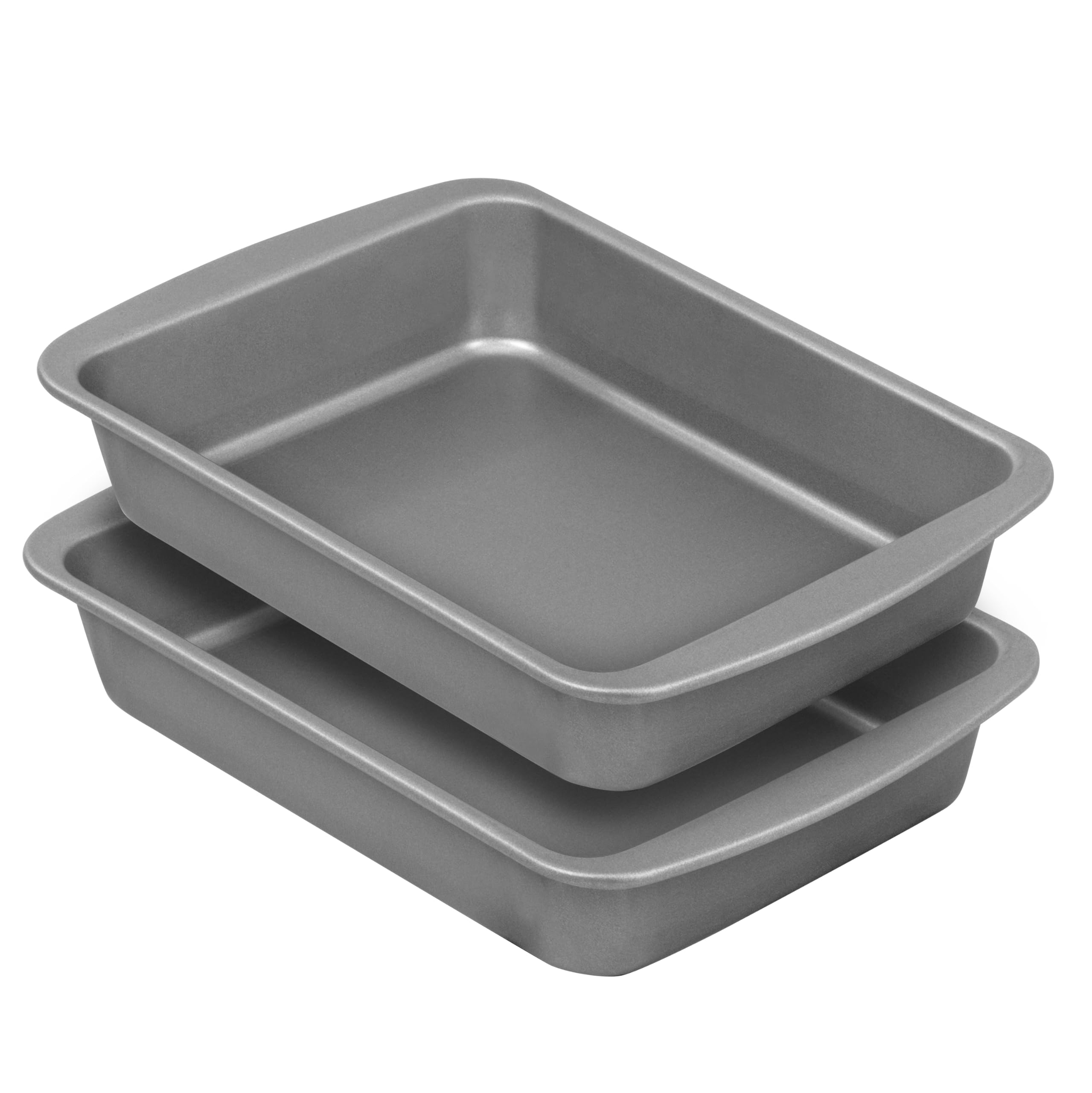 OvenStuff Nonstick Toaster Oven Bake & Roast Pans, 8.4-inch x 6.4-inch x 1.7-inch, Set of Two, Grey