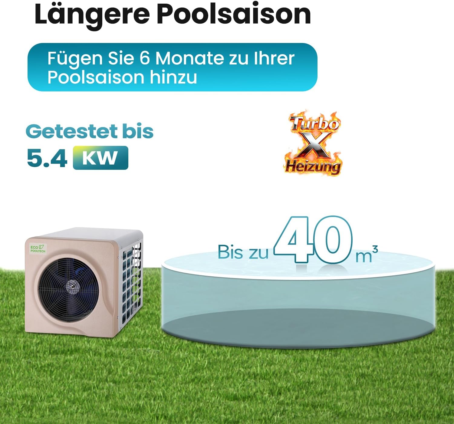 ECOPOOLTECH Mini Pool Heat Pump Heater - detail view