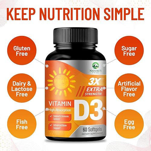 Miniatura 7 de Vitamina D3 Cápsulas blandas de 5000 UI (125 mcg) – Suplemento dietético de vitaminas D-3 extra fuertes para huesos, dientes, salud muscular y apoyo