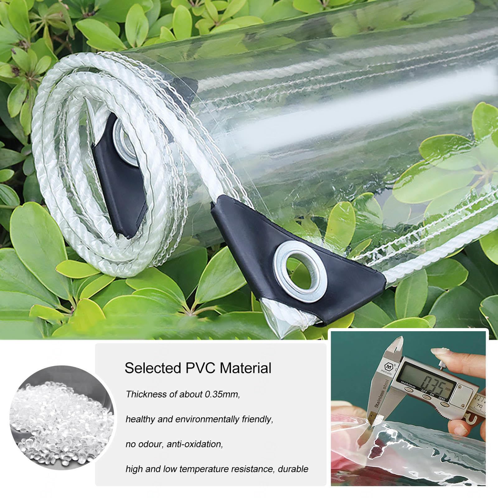 Buiten transparant zeil PVC-gordijn winddicht, helder zwaar zeildoek waterdicht 400 g/m² helder zeil met oogjes, scheurbestendig for tuin, paviljoen (Size : 1.5x4m/4.9x13.1ft
