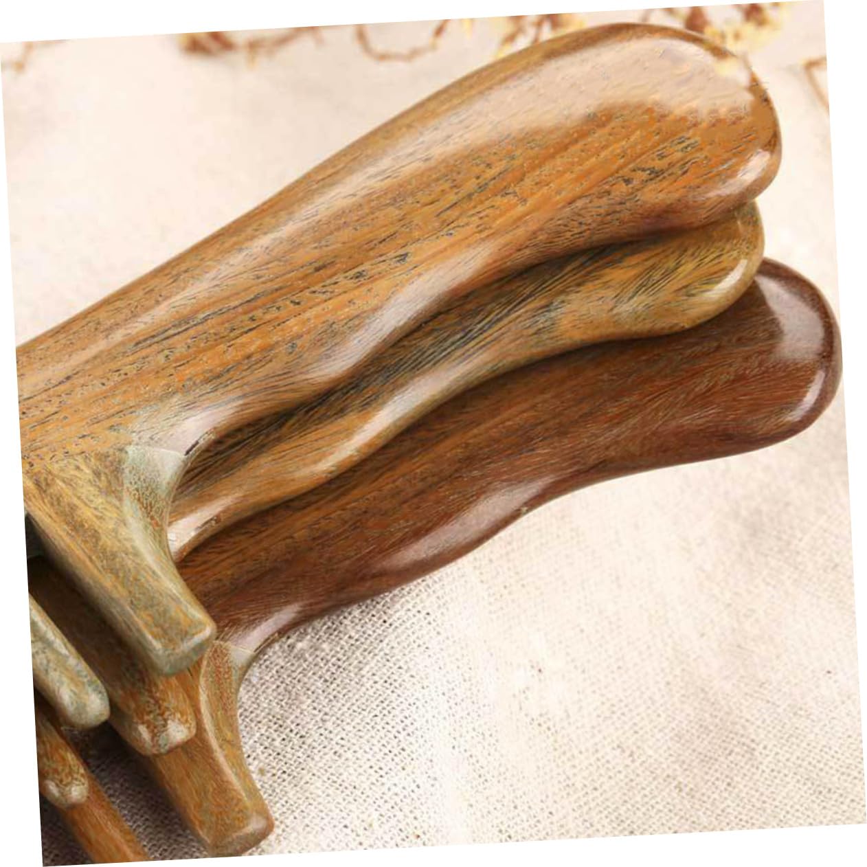 Peigne de Massage Khaki en Bois de Santal, à Dents Larges