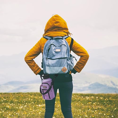 Miniatura 6 de NATURE PIONEOR Soporte para botella de agua con correa ajustable  253240 onzas, funda aislante para botella de agua con mango de paracaídas y 2