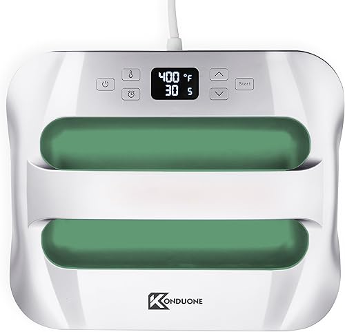 Máquina de prensa de calor de 12 x 10 pulgadas, transferencia de calor de fácil prensa para camisetas y proyectos de vinilo HTV, plateado y verde