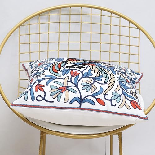 Miniatura 5 de Pilmandu Juego de 2 fundas de almohada decorativas bordadas para sofá fundas de almohada cuadradas para dormitorio sofá decoración de granja 18 x 18