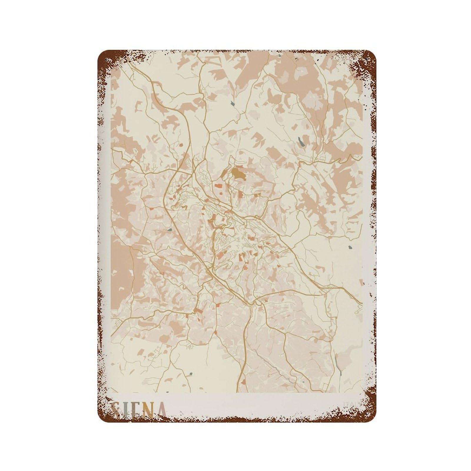 xiaoxiaoshen Siena Map Italy Travel Gift Boho Wall Decor Art Metal Tin Poster Modern Home Decor Art Home Bar Shop Decorations Vintage Sign 40x30cm