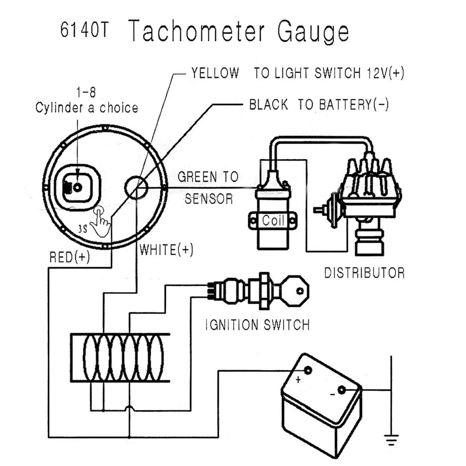 Tachymètre à Pointeur, 0-8000RPM Tachymètre 52mm Tacho Jauge Bleu LED Rétroéclairage pour 4 6 8 Cylindres Essence Voiture