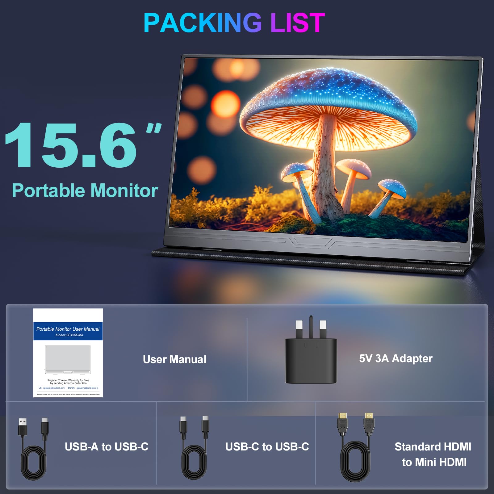 COOLHOOD Portable Monitor, 15.6 inch 1080P FHD IPS Second External Monitor with USB-C Mini HDMI Port, Second Screen Compatible with PC, Laptop, MacBook, Gaming Device — view 8