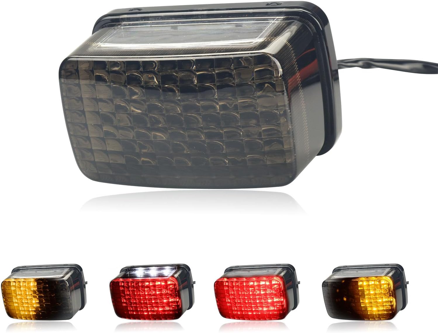 Rear LED Tail Lights Smoked Brake Taillights Amber Turn Signals Compatible with Yamaha Viking Kodiak Grizzly Big Bear Wolverine ATV