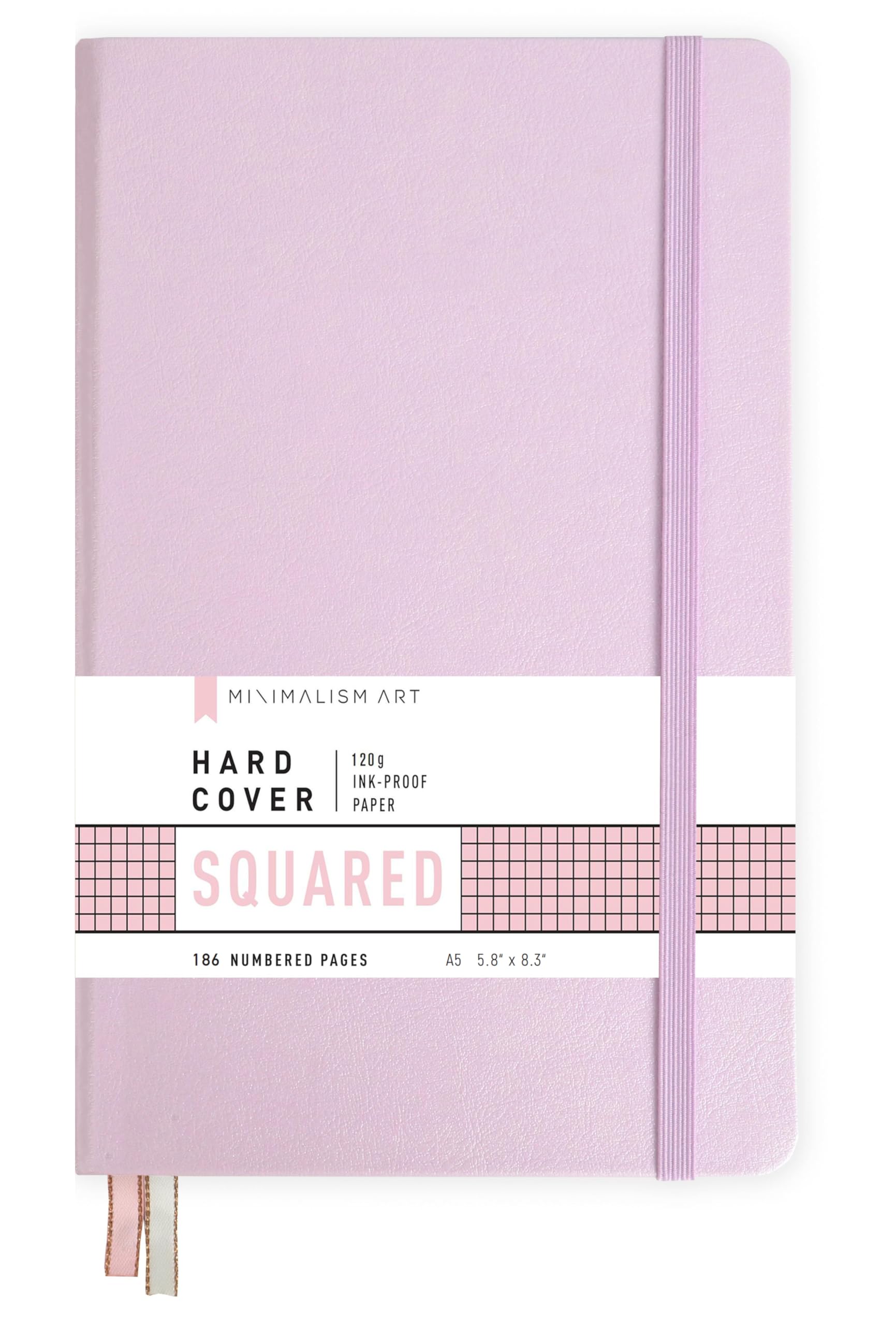 Minimalism Art Premium Edition Notebook Journal, Medium A5 5,8 x 8,3 cala, twarda okładka, 234 ponumerowane strony, papier atramentowy 120 g/m2 (różowy)
