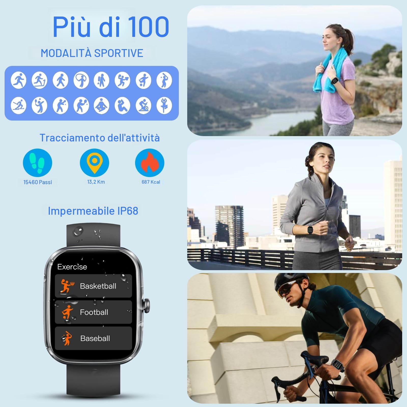 2025 Nuovo Smartwatch Uomo Donna Chiamate Bluetooth, 1.91" Orologio Smart watch con Sonno/Cardiofrequenzimetro/SpO2/Contapassi/115+ Sportive, Fitness Tracker Compatibile con Xiaomi iPhone Samsung ecc.