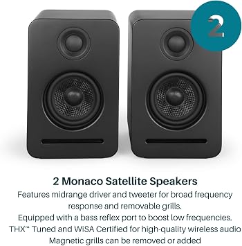 Platin Monaco 5.1.2 Home Theater System - Wireless Surround Sound System Upward Firing Speakers - THX Tuned & WiSA Certified