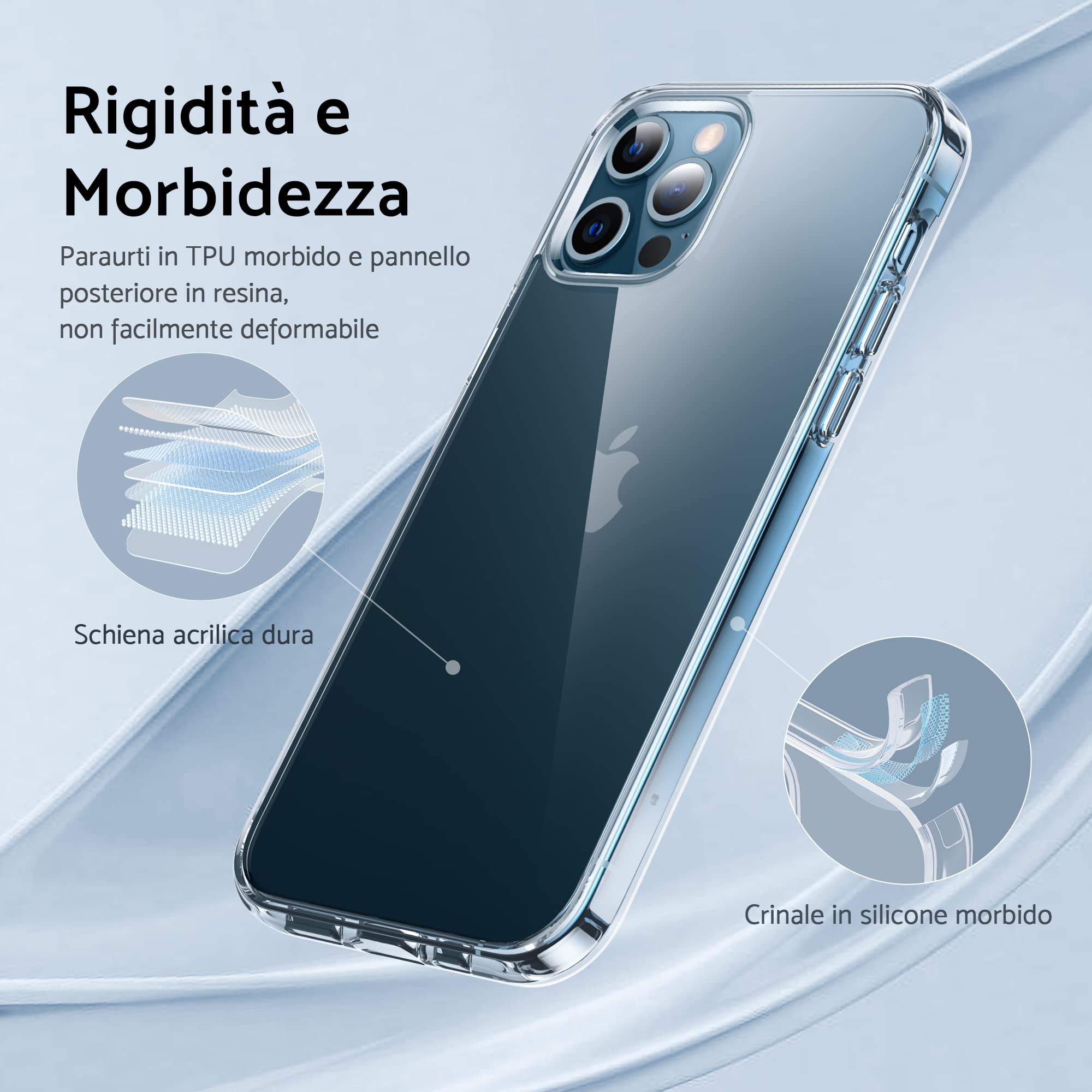 Custodia Crystal Clear Per IPhone 12 Mini: Trasparente Anti-ingiallimento, Retro Rigido E Paraurti Morbido, Colore Lavanda - 2