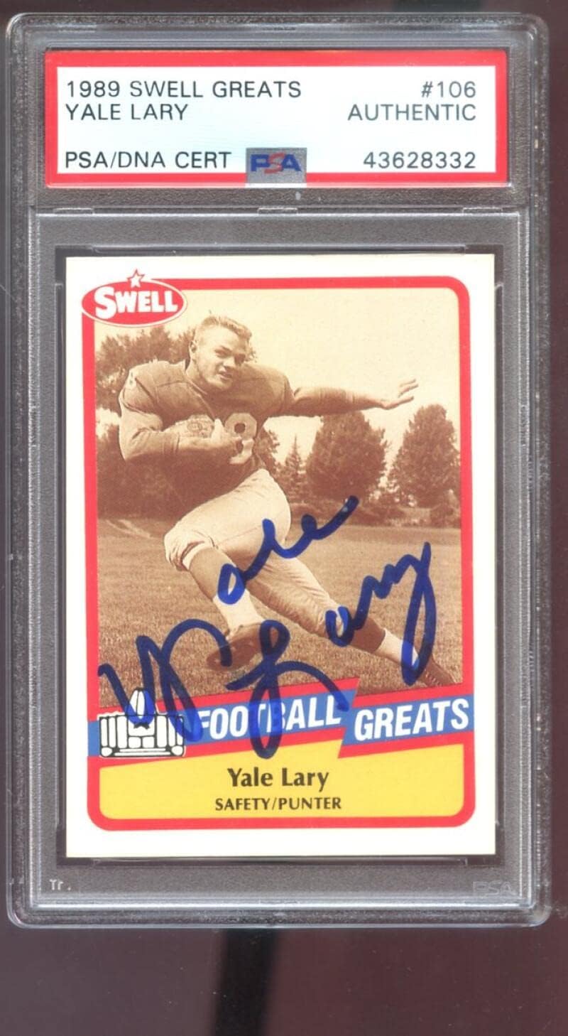 1989 Swell #106 Yale Lary AUTO SIGNED Autograph Autographed Card PSA PSA/DNA Football NFL COA Detroit Lions