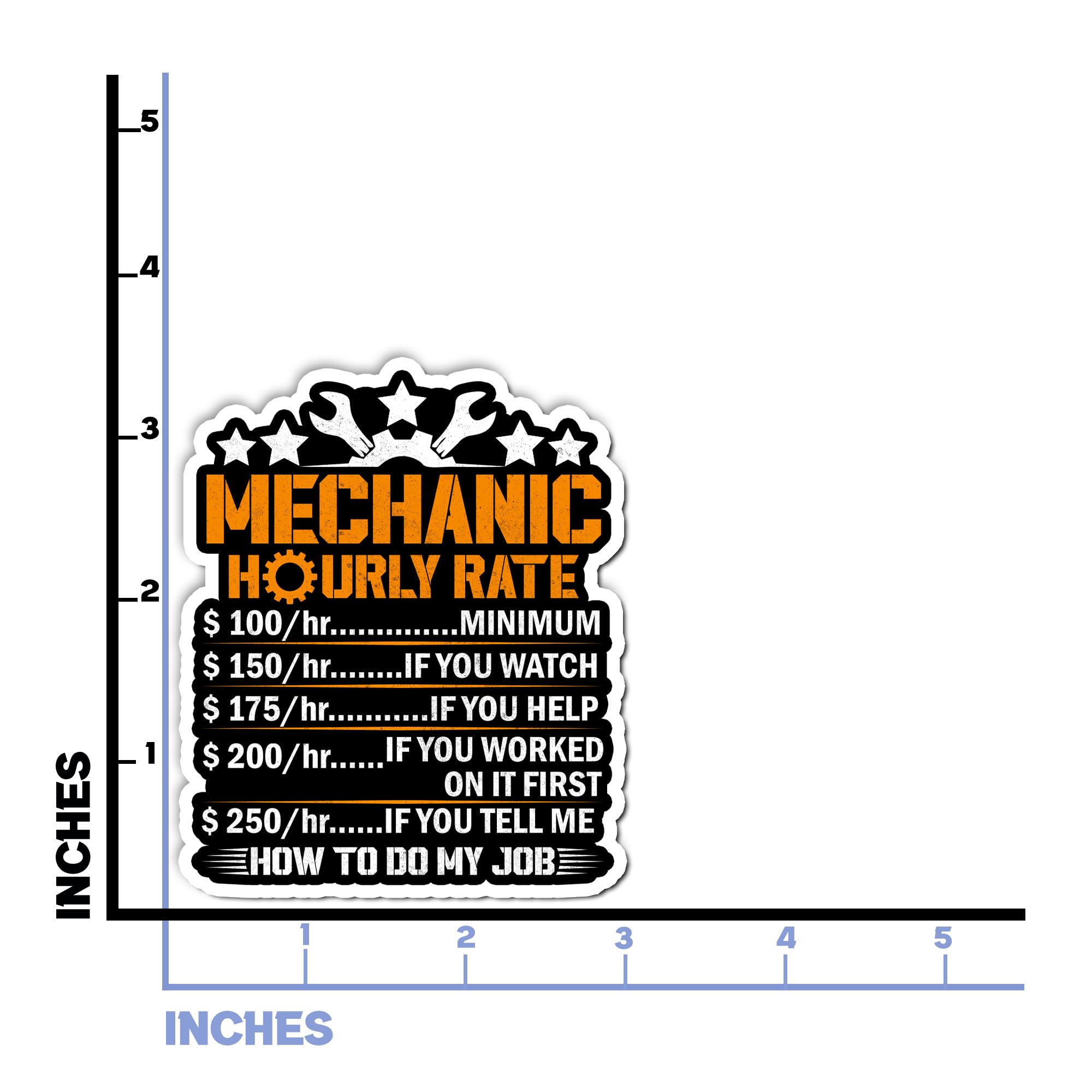Pack 4PCS Mechanic Hourly Rate Stickers Funny Mechanical Waterproof Vinyl Decal Decor Laptop Phone Case Water Bottle Car Truck Bumper Scrapbook Gifts Birthday Christmas for Adults Men