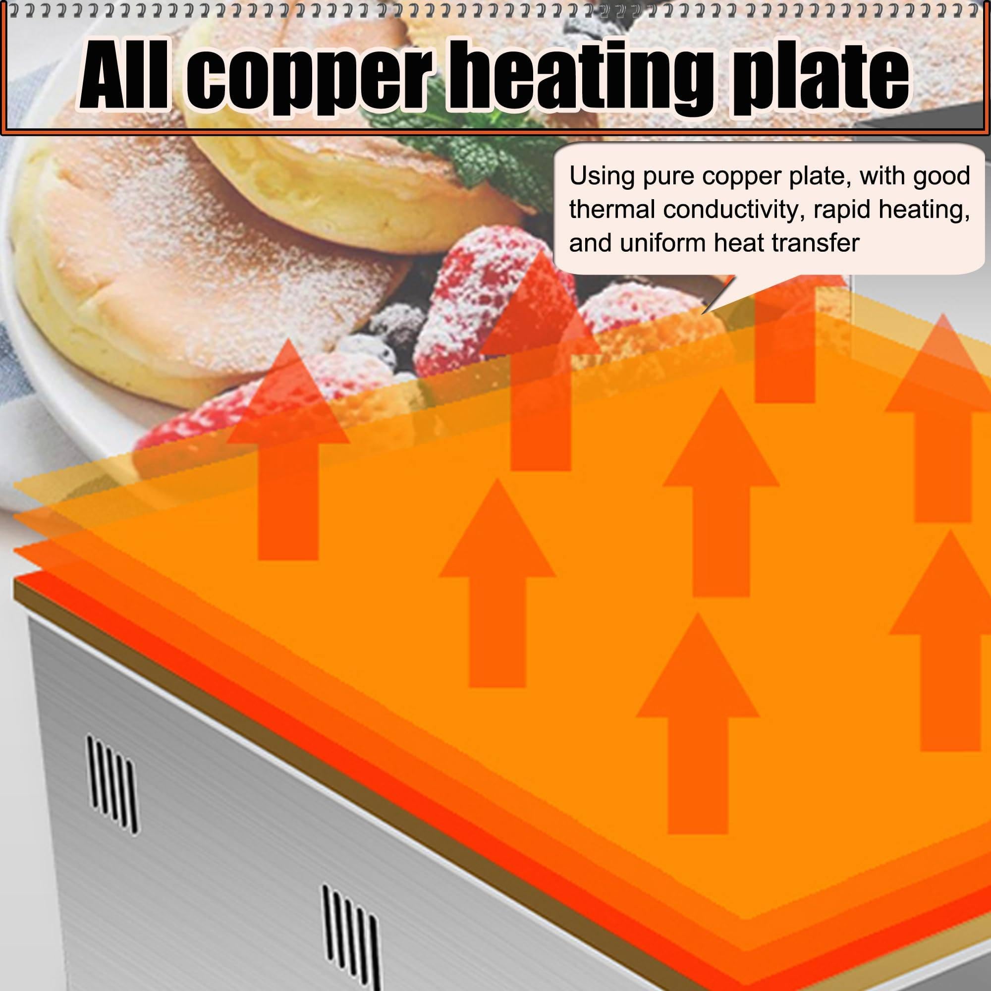 Máquina de soufflé | Máquina japonesa para panqueques de soufflé | Plancha eléctrica comercial para Dorayaki y panqueques | Construcción de cobre, versátil aparato de cocina takoyaki Maker Singlehead 5
