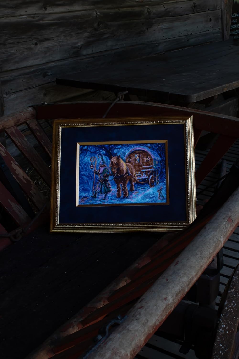 RIOLIS - Travelling Sorcerer 1942, Counted Cross Stitch Kit 11¾"x8¼, Cross Stitch Patterns for Adults w/Horse and Wizard Motives, Christmas Cross Stitch Kits for Adults Advanced & Beginners