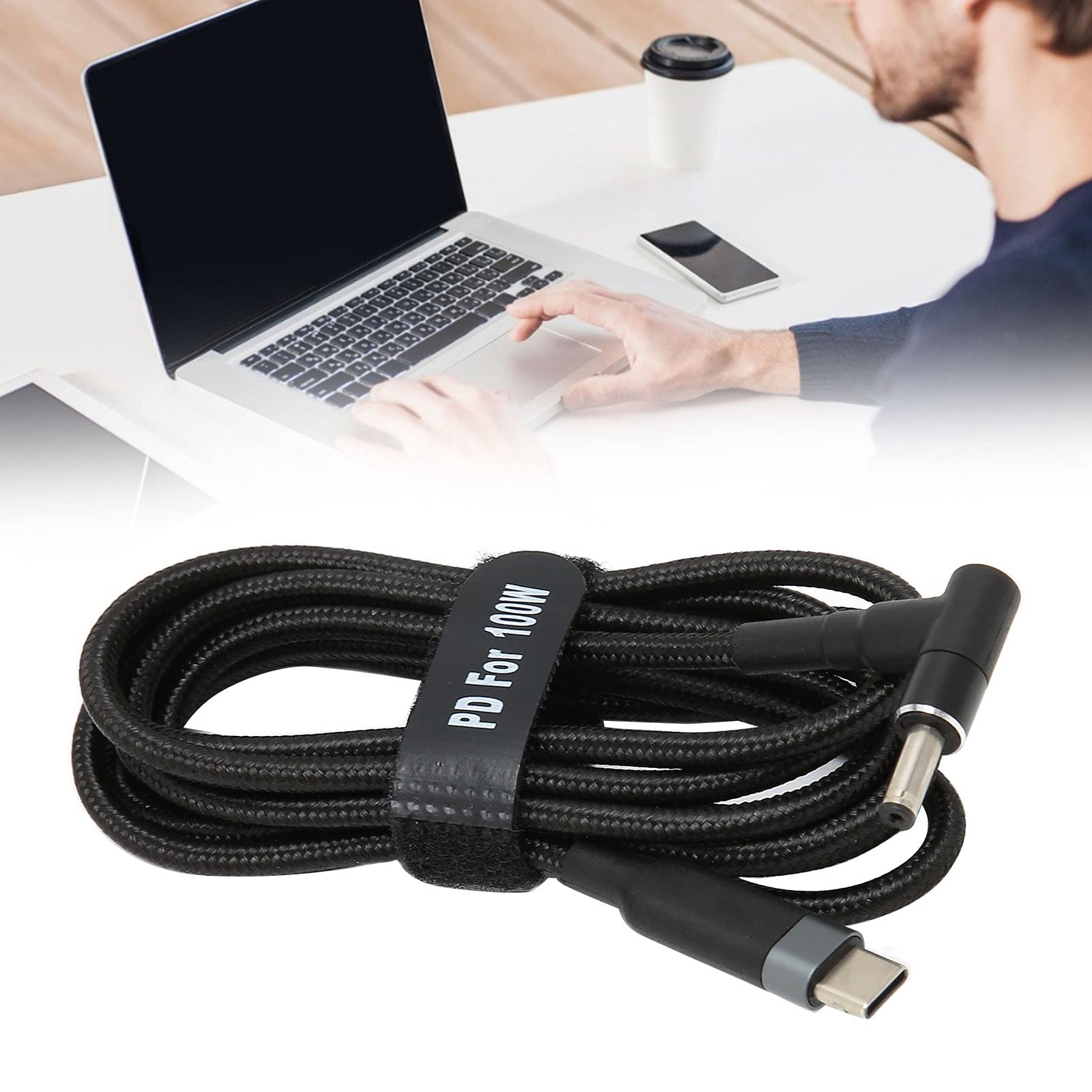 Cavo di Ricarica per Laptop da USB C a CC, 20V 5A 100W PD Ricarica Rapida Adattatore da USB C a CC Tipo C Maschio a Gomito Cavo di Alimentazione per Laptop