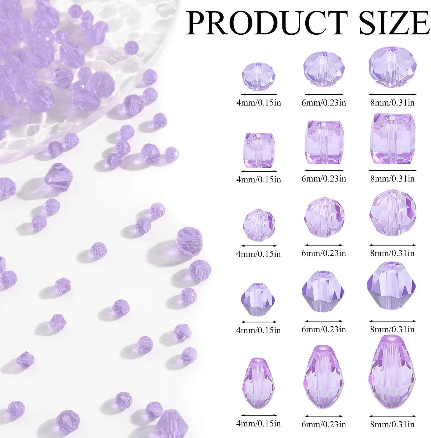 LAIDANLA 800PCS Glass Beads Purple Color Crystal Beads Assorted Crystal Beads with Container Box for DIY Necklace Bracelet Earring Jewelry Making - Image 3