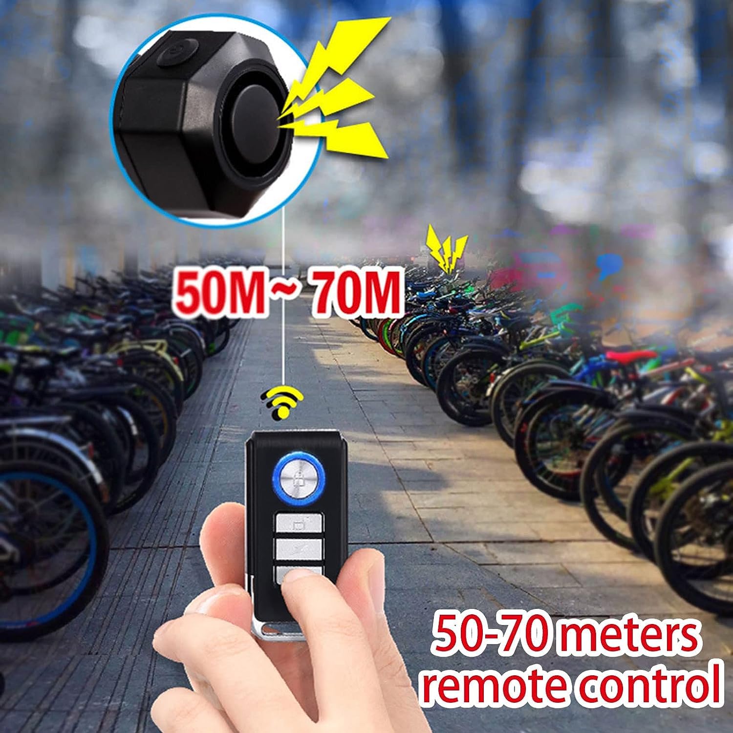 RUIZHI Alarme de vélo/Moto à détection de Vibrations avec télécommande, avec capteur de Mouvement antivol sans Fil 110 DB pour vélo Electrique,Moto,Scooter