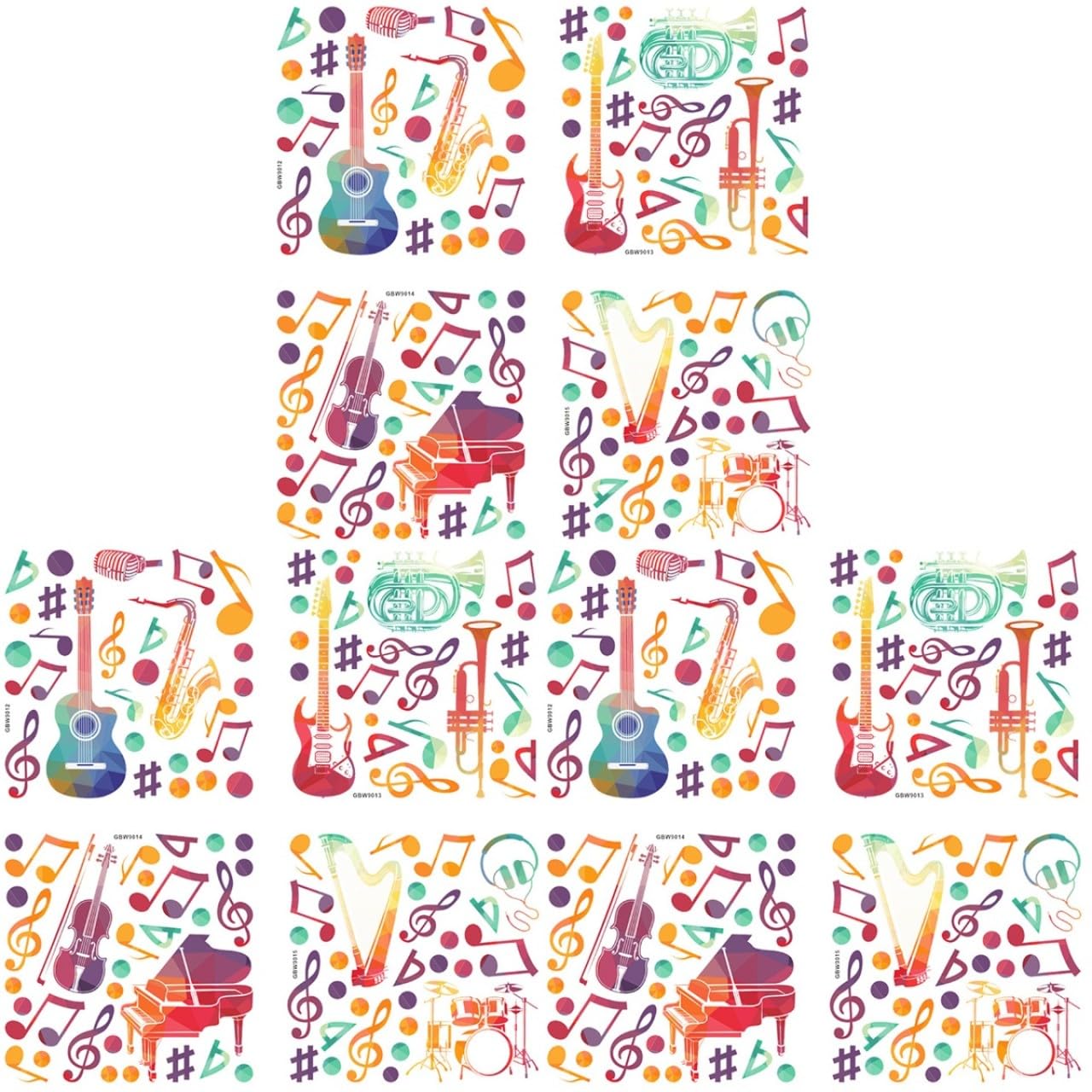 DOITOOL Lot De 3 Autocollants Muraux En Vinyle Motif Notes De Musique Faciles À Décoller Et À Coller Pour Décoration De Salle De Classe 4 Pièces X 3