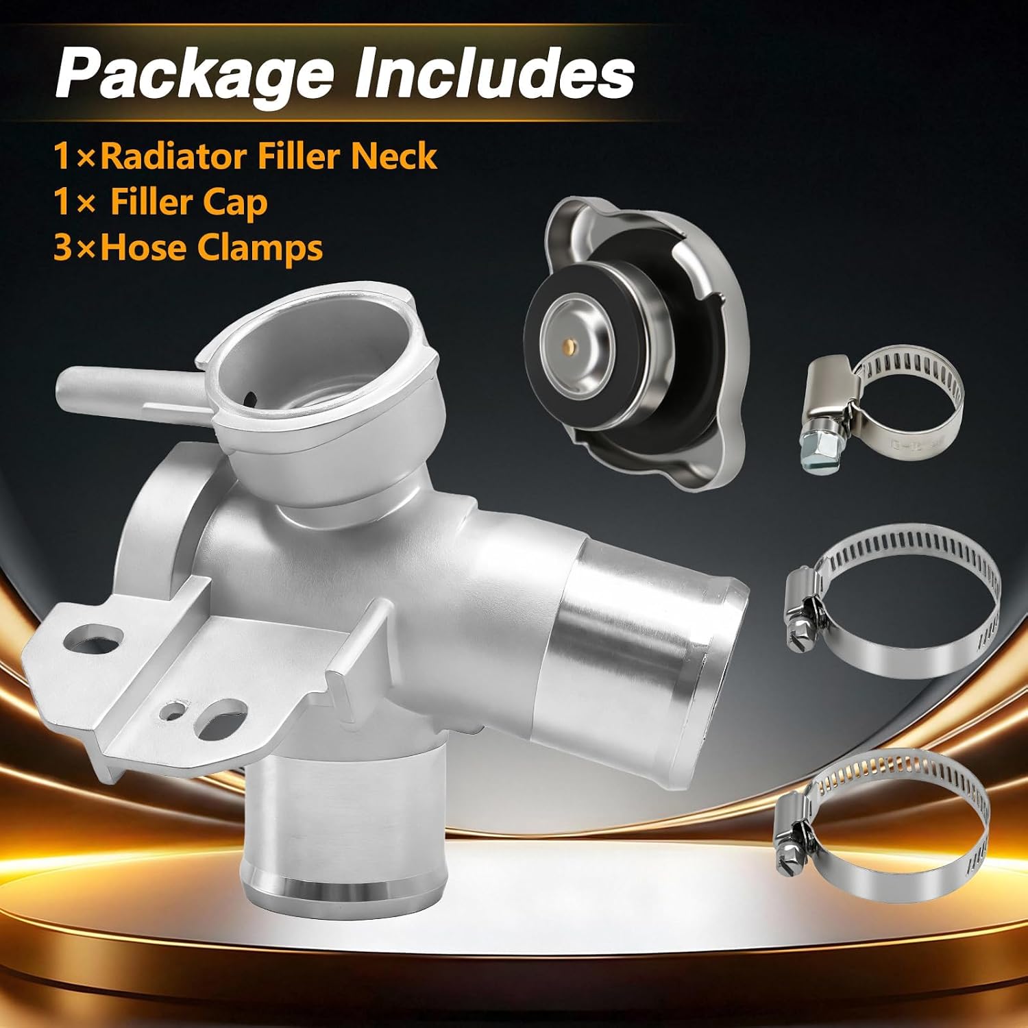 Aluminium Radiator Filler Neck with Filler Cap Compatible with Nissan Altima Maxima, Engine Upper Coolant Filler Neck and Cap Replace# 21501-9HA0A 21430-8991A