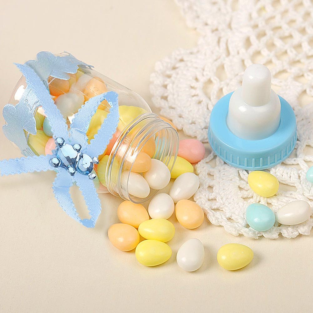 Hztyyier 50 Pièces Biberon Boîte à Bonbons en Plastique Fête Cadeaux Bouteilles de Lait pour Fête Faveurs Cadeaux Bébé Douche Décor(Bleu) Food Storage Packaging Food Storage Packaging