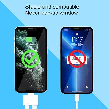 Iphone Dual Lightning Headphone Adapter Audio Charger(2pack)Jack Dongle Splitter 2in1 Adaptador Para AUX Earphone Converter Apple MFI Certified Compatible With 13 12 11 Pro Max Mini Xs Se 7 X Xr 8Plus