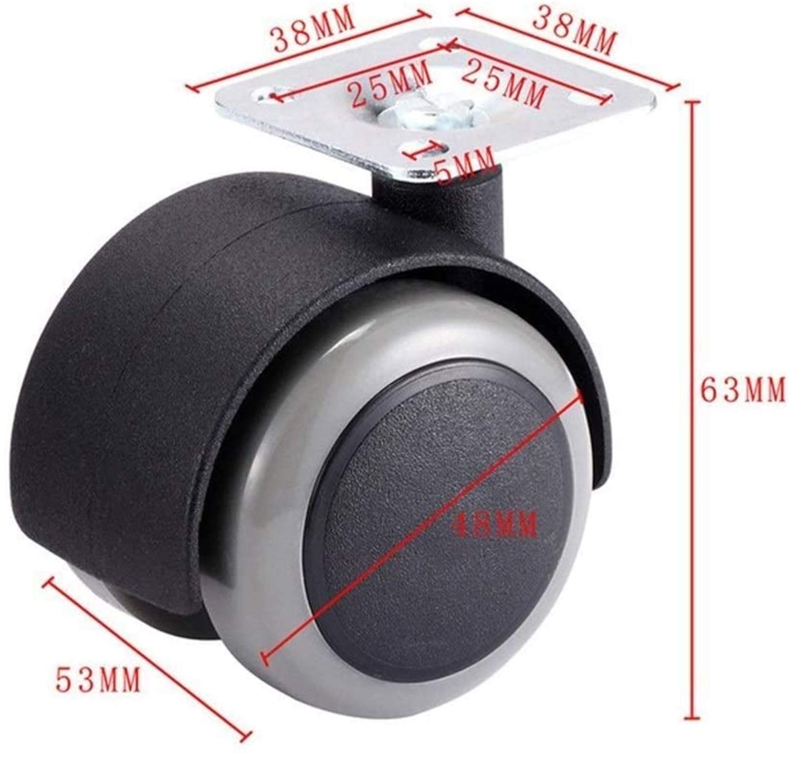 Carrello for mobili Castor Heavydruty 50 kg Castore girevole CASTOR UNIVERSAL MUTE PEDIA RUOTA RUOTA RUMIA 2 "M8 Ruote for mobili di ricambio Ruote Ruote Gomma Freno in gomma Fai da te Pezzi di ricamb