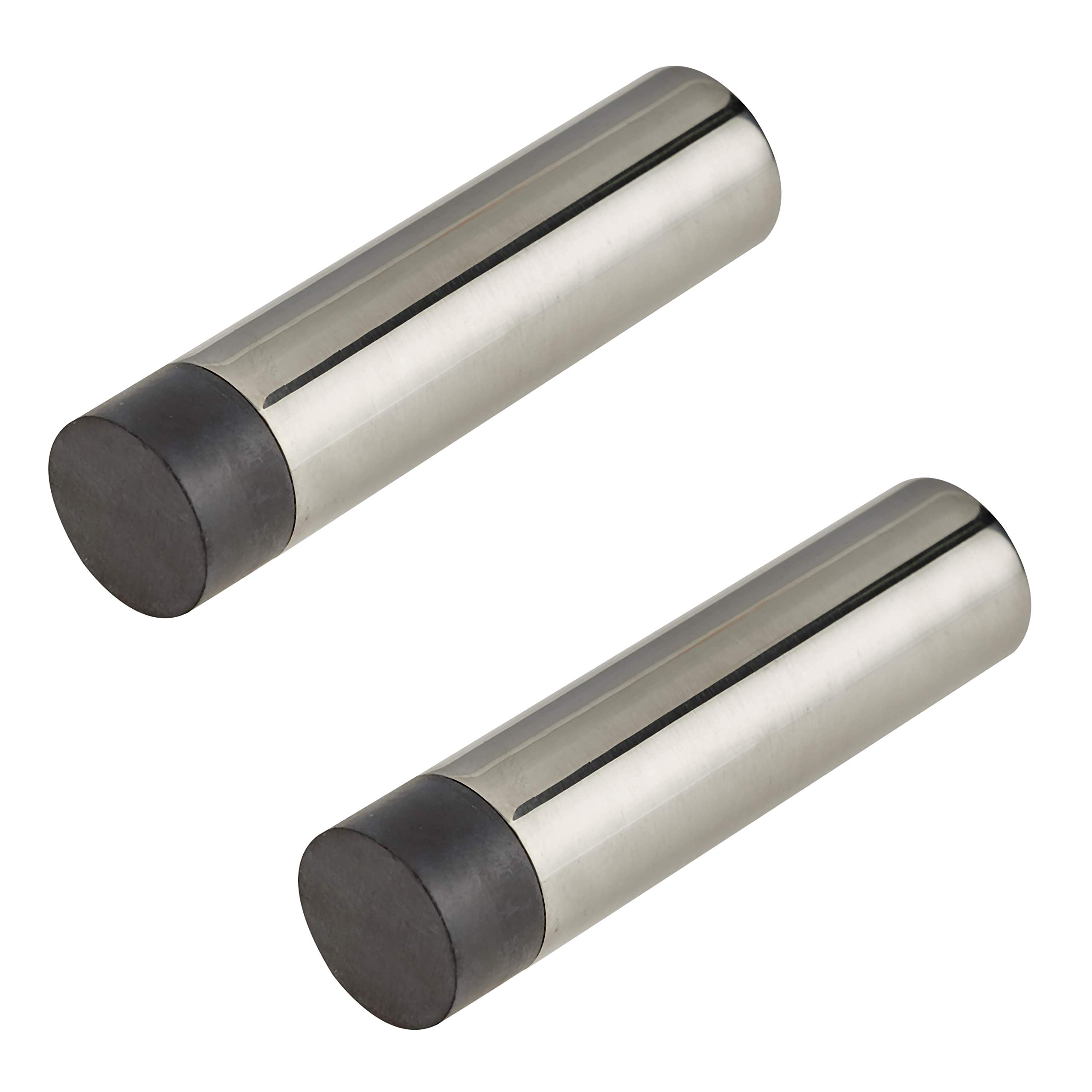 Eai Silver Door Stop Wall Or Skirting Mounted Satin Stainless Steel 78Mm Projection Concealed Fixing Pack Of 2