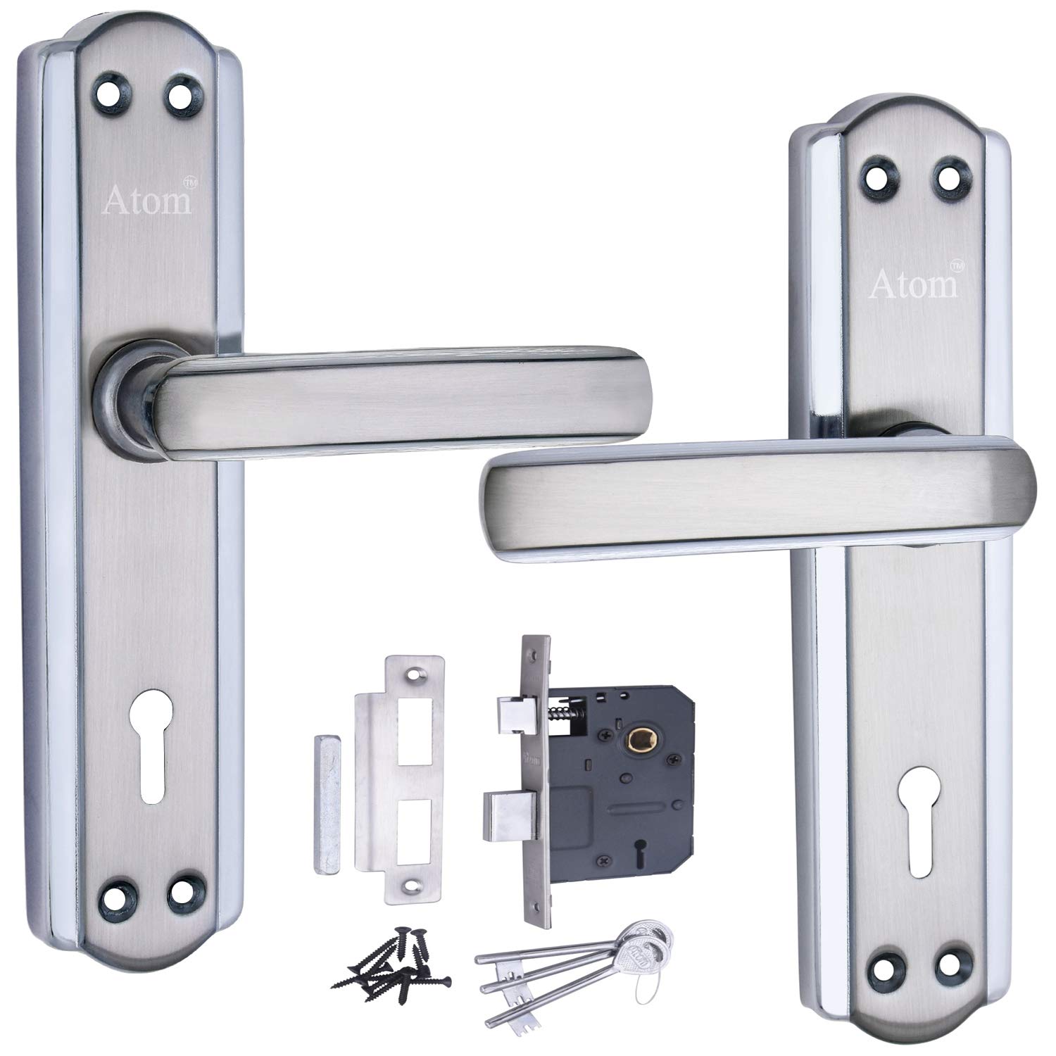 Atom® Mortise Door Handle Set with 65mm Lock Body | CP Matt Finish