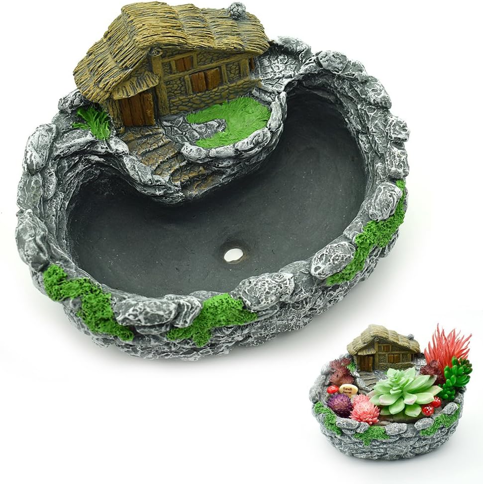 Garden Decoration Diy Tiny Creative Plants Pot House Decoration Gift Fairy Garden Houses Succulent Pots Fairies Garden Decoration Hanging Mini Flower Pots Fairy Garden Fairy Pots Sweet House 8.6IN