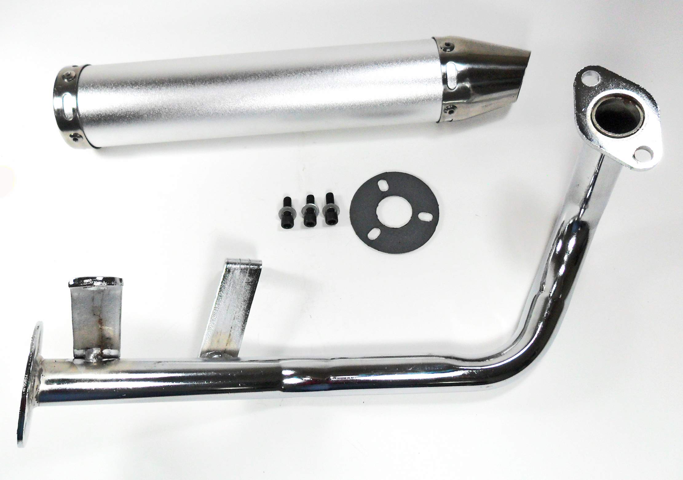 GY6 50cc Scooter Performance Exhaust Muffler 4 Stroke QMB139 Silver Cannister