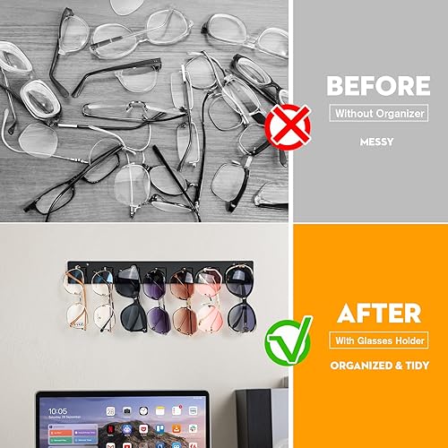 Miniatura 2 de Noafocks Organizador de lentes de sol, organizador de almacenamiento de lentes de sol de acrílico, soporte para gafas de sol montado en la pared,