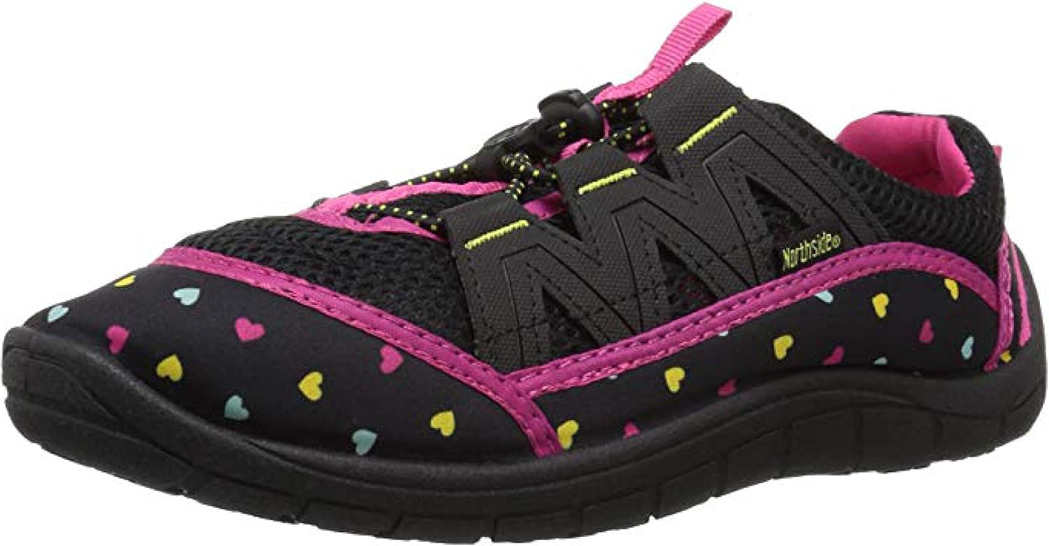 Northside Kid's Brille II Water Shoe; Toddler Size: 12 M US - Black/Fuchsia; with a Waterproof Wet Dry Bag