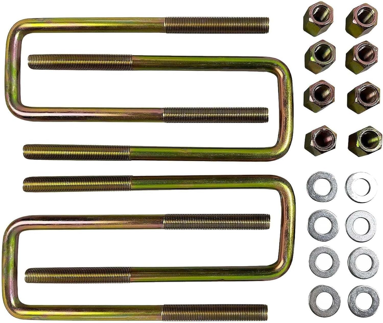 BST BSSP Rear Leaf Spring Hanger Bracket and Shackle Kit for 1999-2015 Chevy Silverado GMC Sierra 1500 W/2.5" Wide 8.75" Long Leaf Springs Square U-Bolts