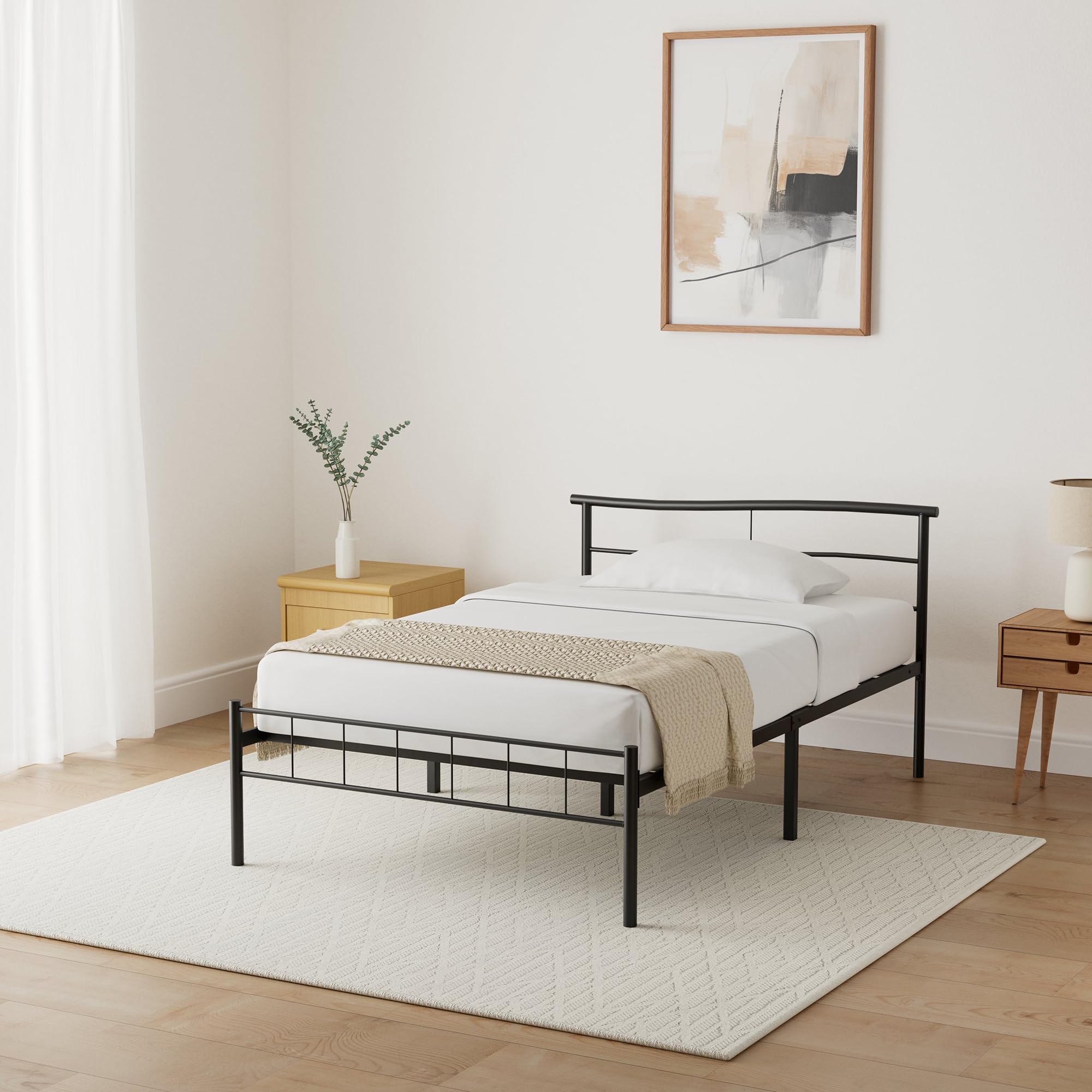 Amazon Brand - Solimo Rame Metal Double Size Bed, Black (Glossy Metal Finish)