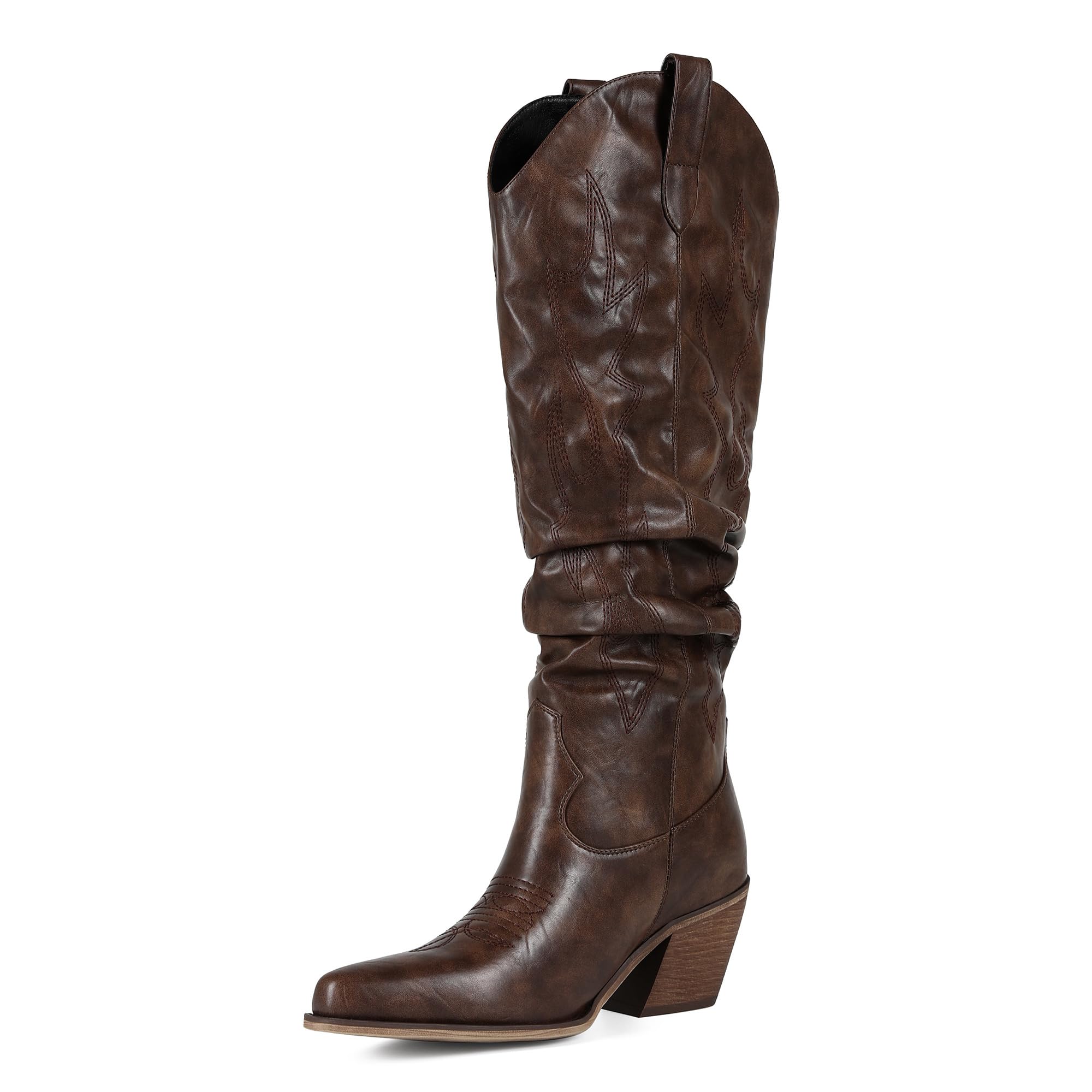 Cowboy Boots for Women Slouchy Knee High Cowgirl Boots Pointed Toe Western Cowboy Pull on Boot Fall Winter