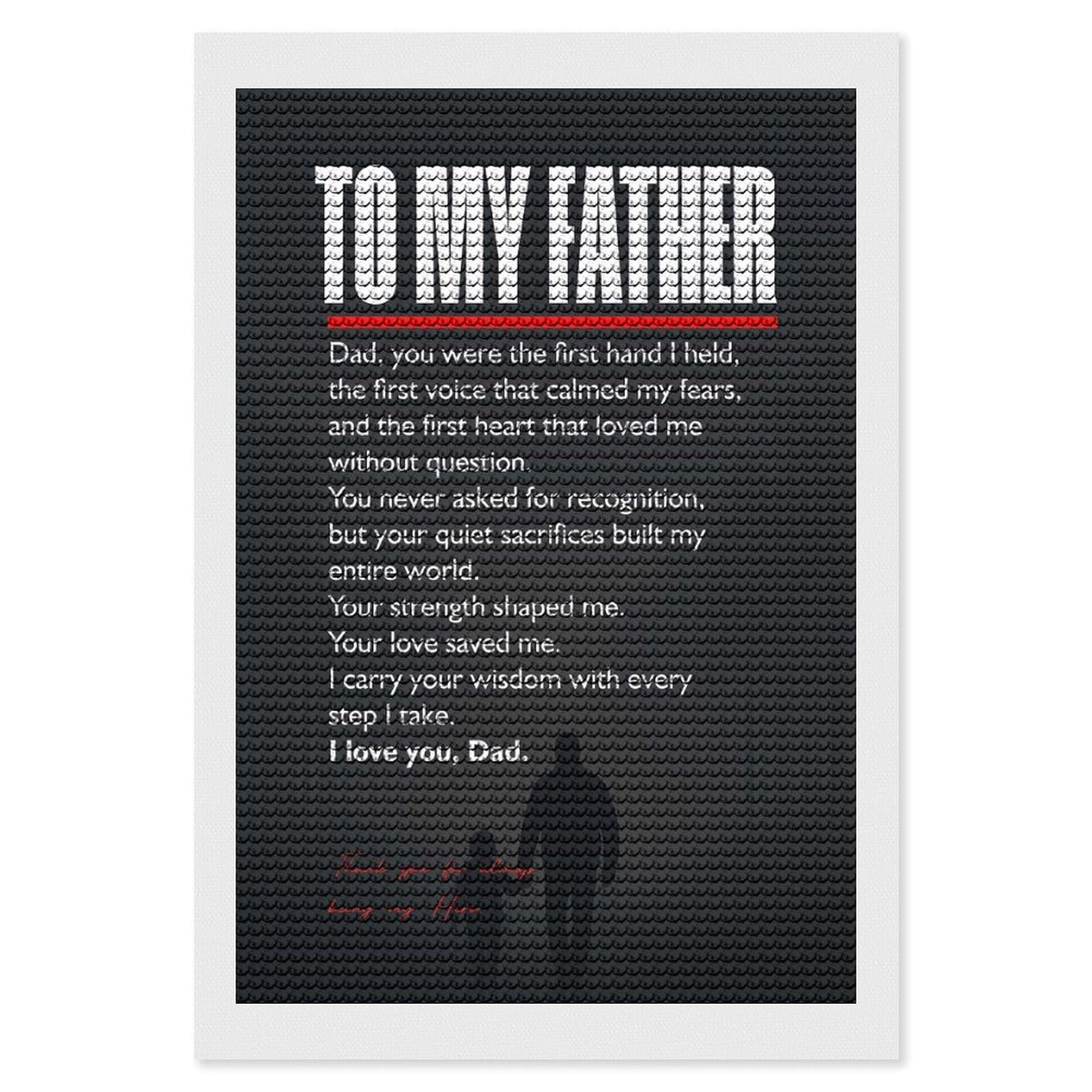 Junmoney to My Father Sentimental Fathers Day Diamond Painting Kit 8"x12", Adhesive Canvas, Home Wall Decor, for Beginners, Birthday Gift, Full Kit Included