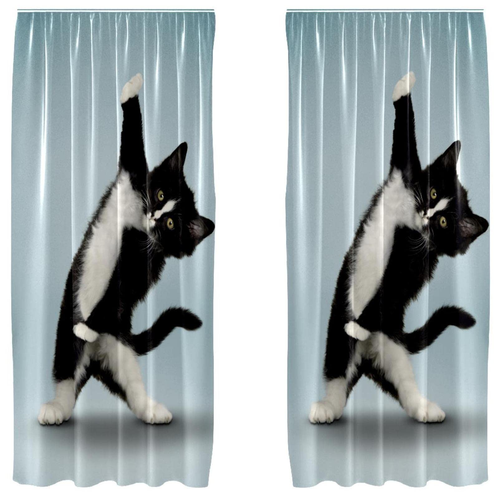 Rideaux chat noir lot de 2 cadeau idéal pour passionné de chat