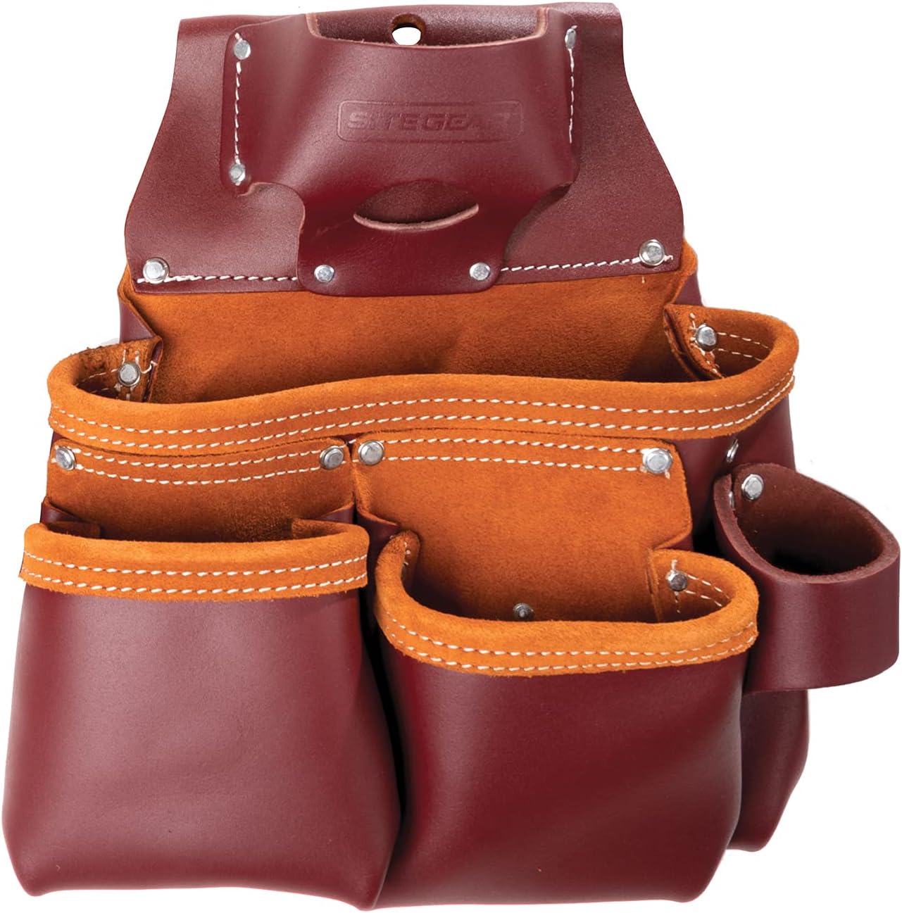 FESA Leather Drywall Tool Pouch - 10-in-1 Heavy Duty Top Grain Leather Pouch With Hammer Loop & Tape Clip, Fits 3" Belts