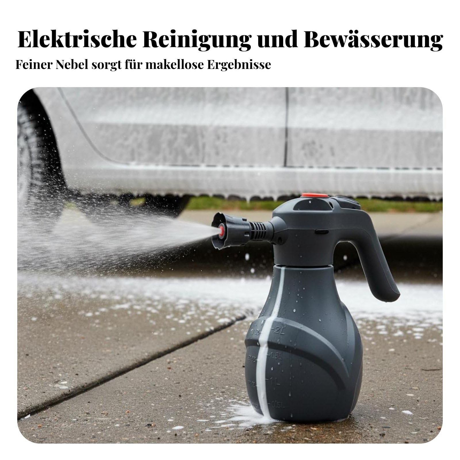 Sharplace Akku Auto Waschschaum Sprüher mit EIN Knopf Bedienung Und Verstellbarer Düse für Effiziente Fahrzeug Reinigung für Autopflege Gartenarbeit Und Haushaltsreinigung, Grau 19C