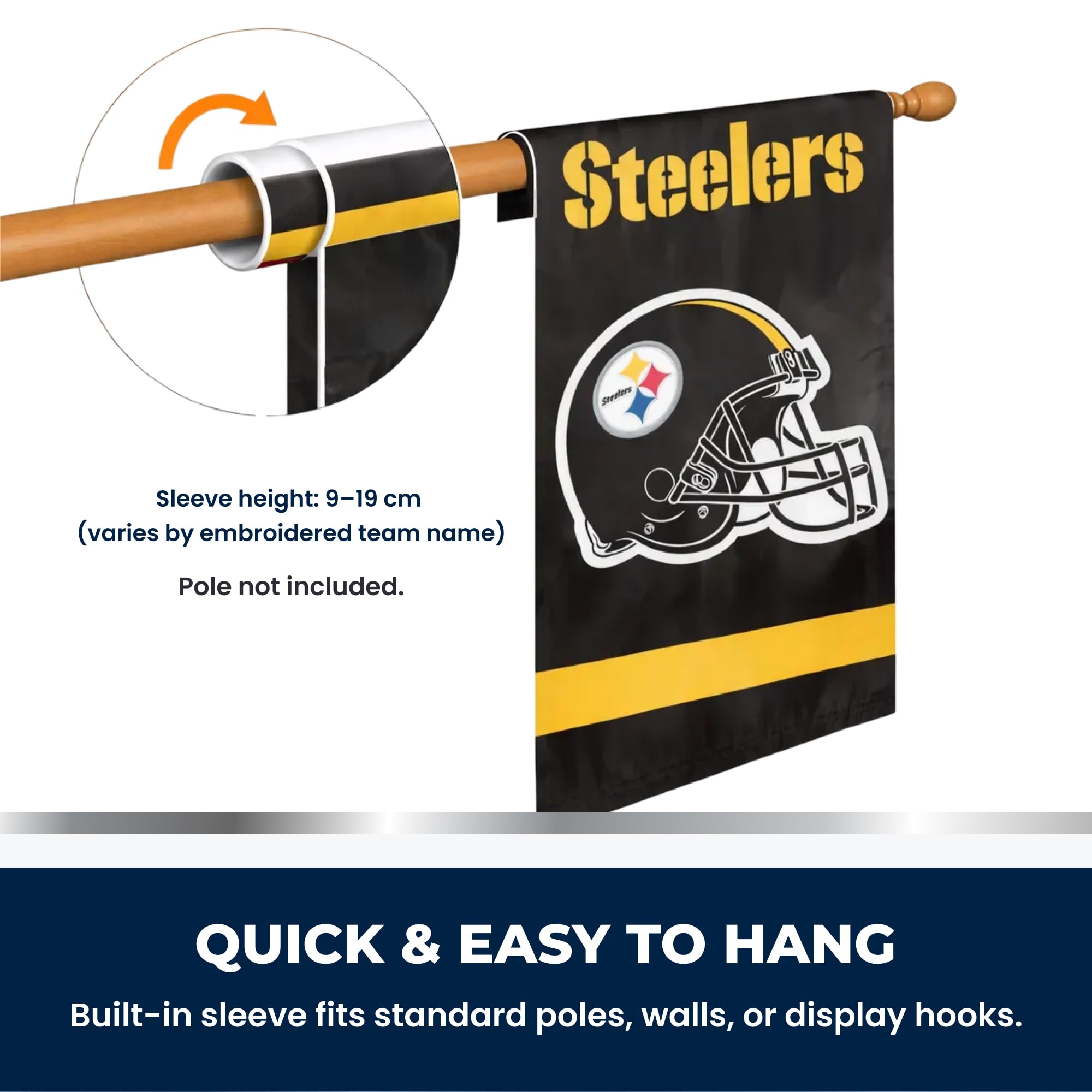 Party Animal Pittsburgh Steelers NFL de Bannière Drapeau, Noir