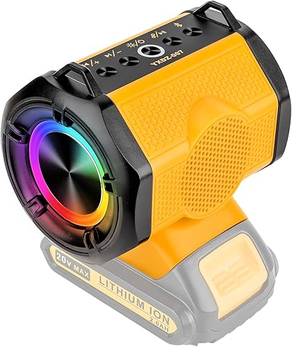 Taingwei Altavoz Bluetooth para batería Dewalt de 20 V y 60 V, altavoz pequeño inalámbrico de 30 W para lugares de trabajo, hogar y fiesta (batería