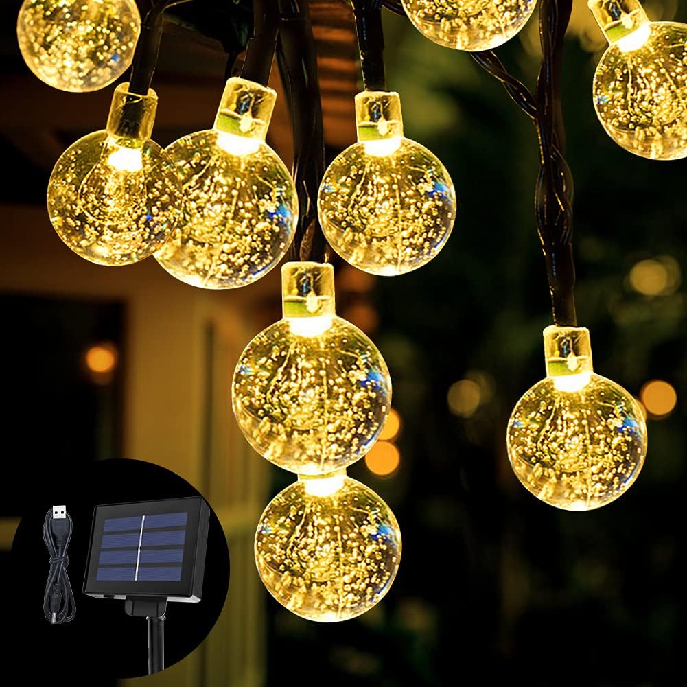 Opard LED Solar Crystal Balls Fairy Lights for Garden, Trees, Patio, Christmas, Weddings, Parties, Indoor and Outdoor Use 4.5 Metres Warm White