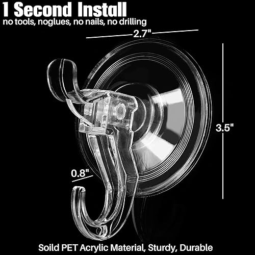 Miniatura 3 de Antimbee Paquete de 3 ganchos de ventosa, colgador de ventosa transparente, pequeñas ventosas extraíbles para ducha, baño, vidrio, puerta, ventanas,